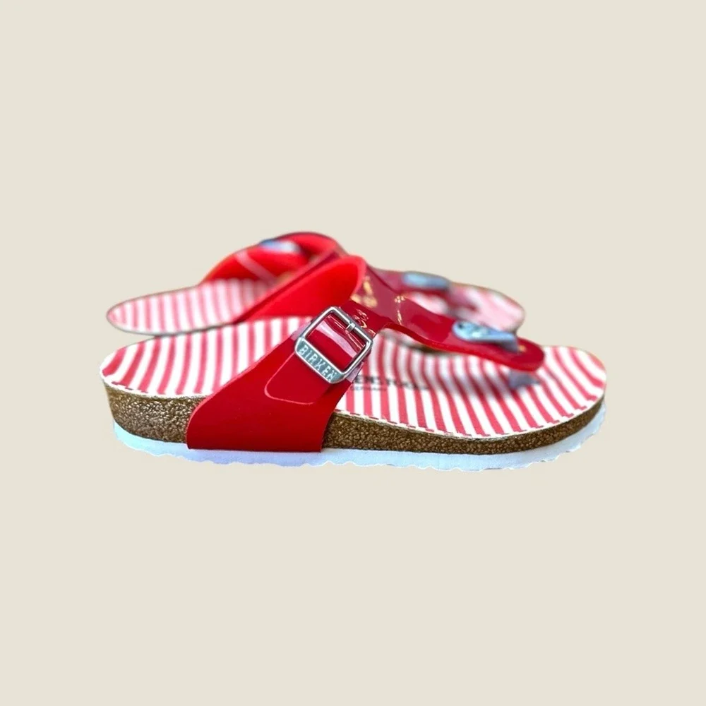 Birkenstock Gizeh NWB K12 US Red & White Striped‎ Sandals